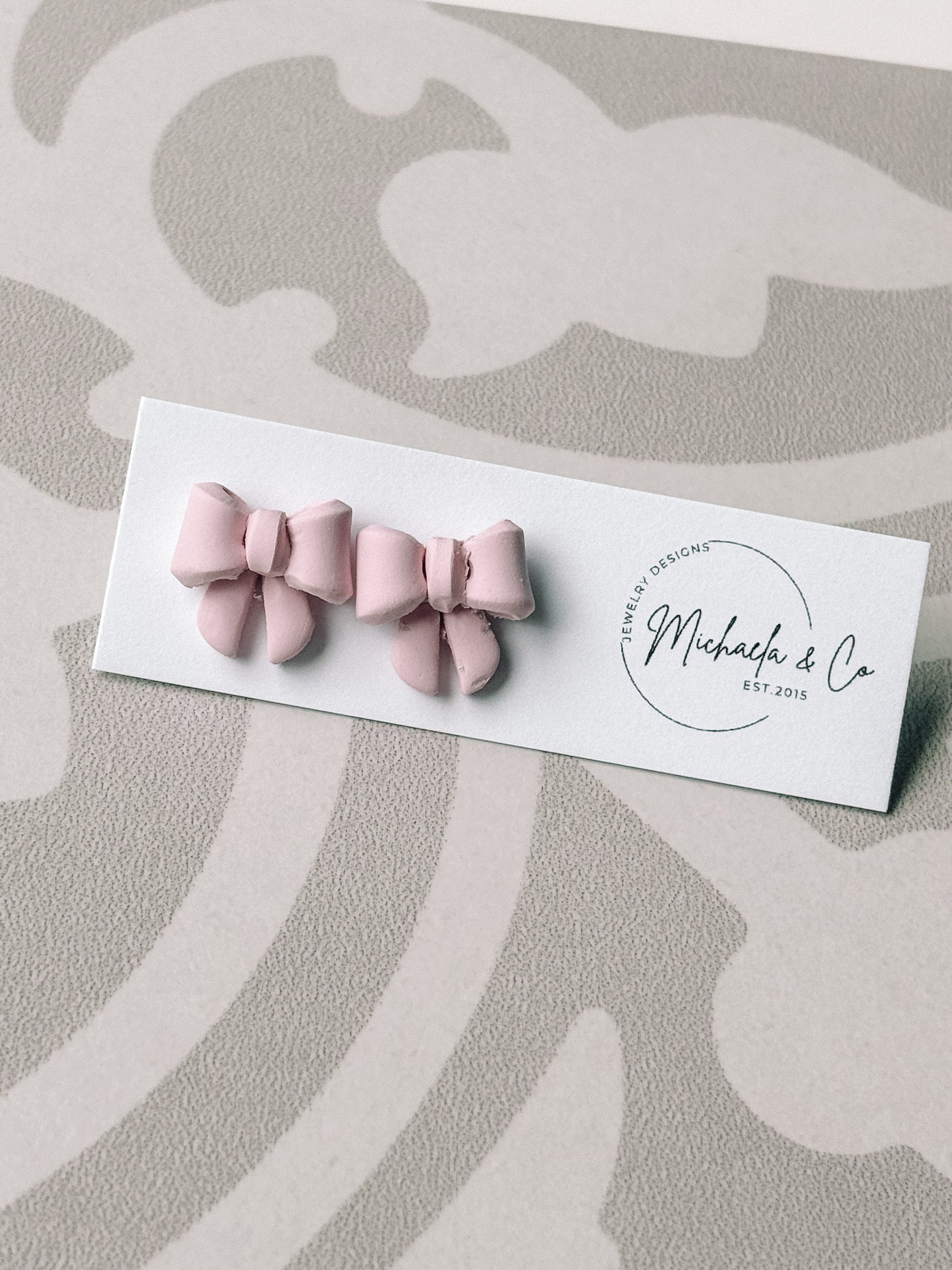 Pink Bow studs