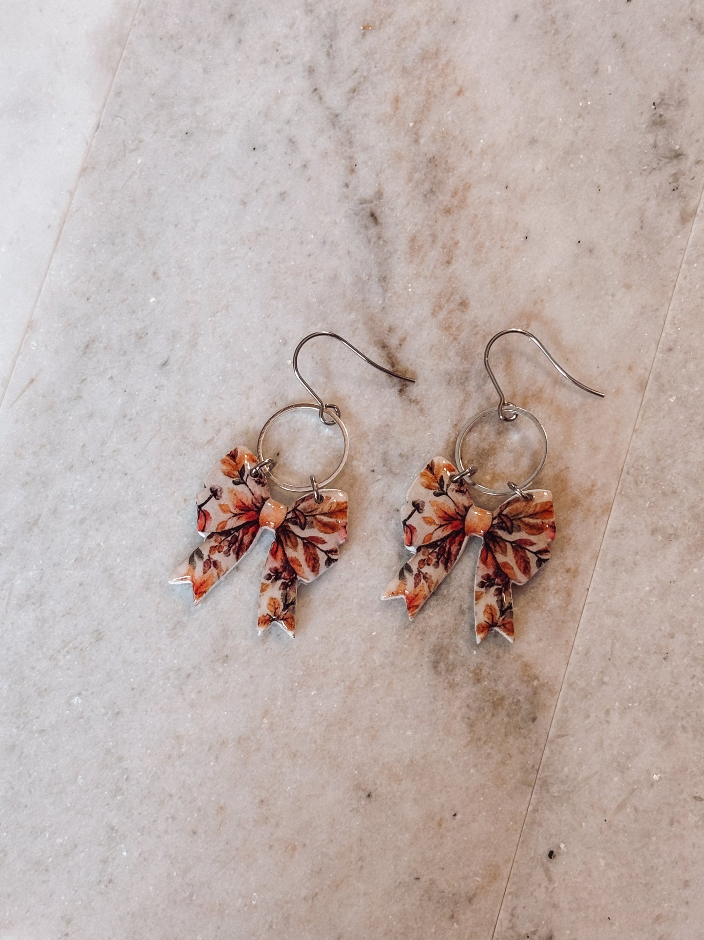 Autumn Bows -Silver Hooks