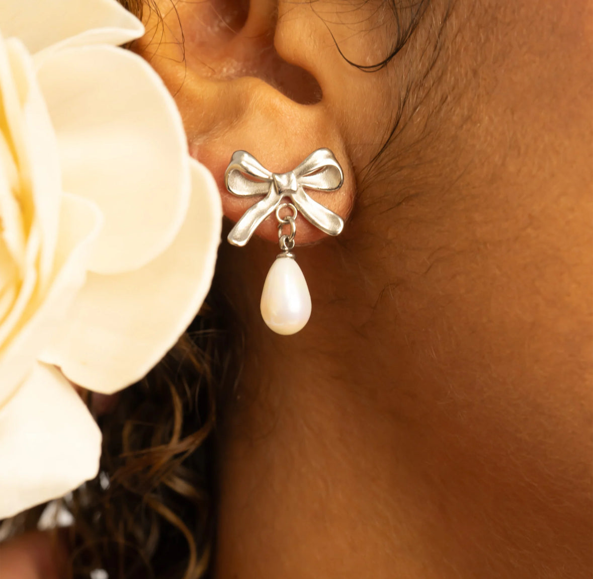 Silver Adalynn Bow Earrings