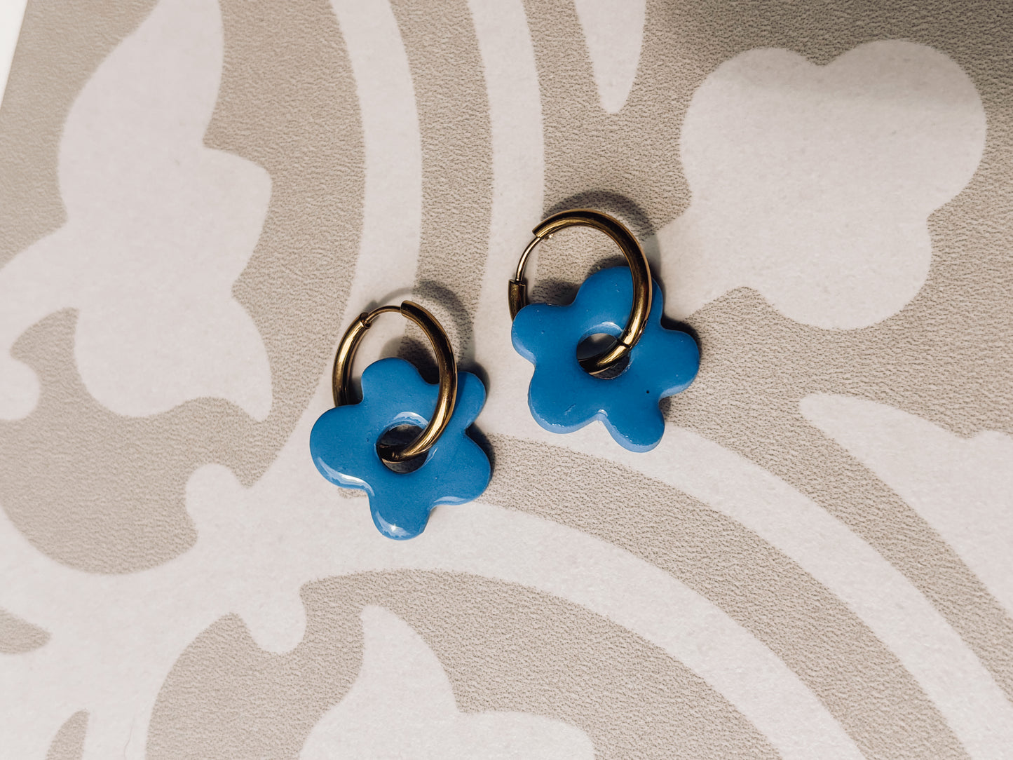 Blue Flower Hoops