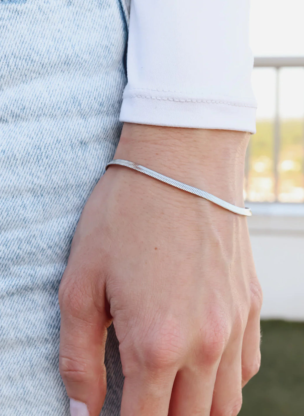 Silver Herringbone Chain bracelet