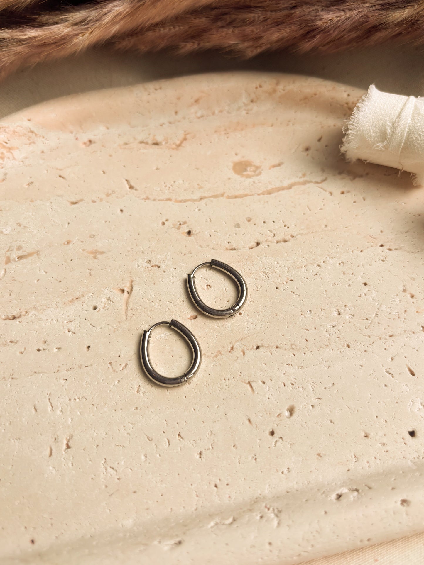 Oval Silver Hoop