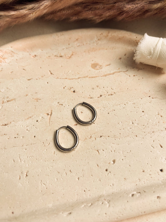 Oval Silver Hoop