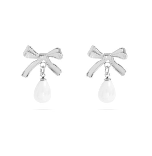 Silver Adalynn Bow Earrings