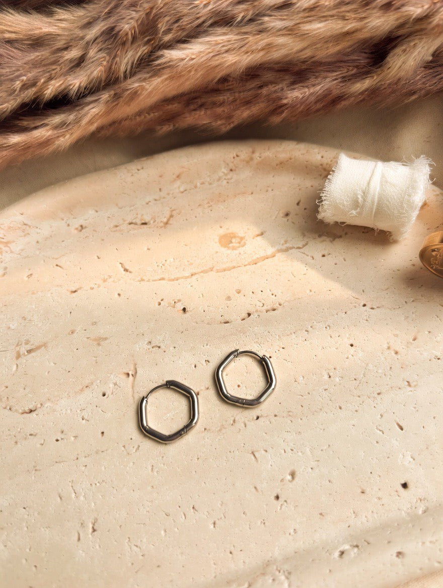 Geometric Silver Hoop