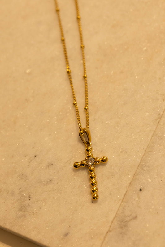 His Grace|| Gold Cross Necklace 16in +2in