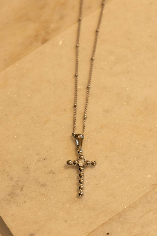 His Grace|| Silver Cross Necklace 16in +2in