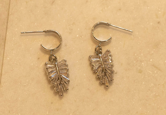 New Year Flare || Silver CZ Huggie