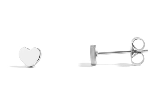 Silver Heart Studs