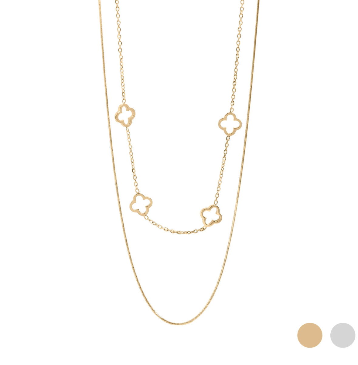 Layered Clover Charm Necklace