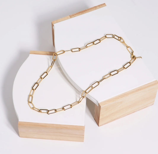 Paperclip Chain Necklace- Gold