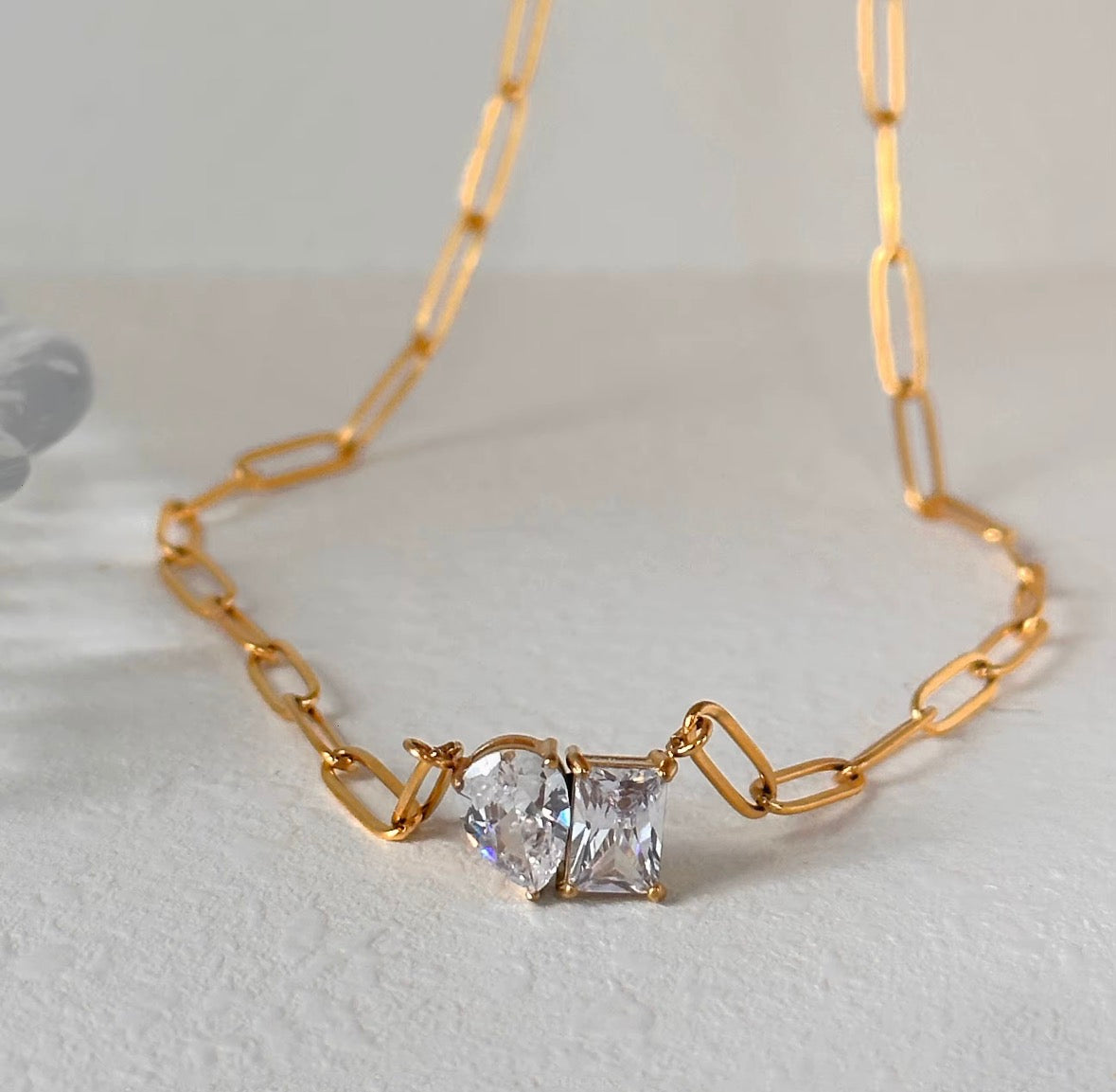 Adalynn || Cz & Paperclip Chain Necklace