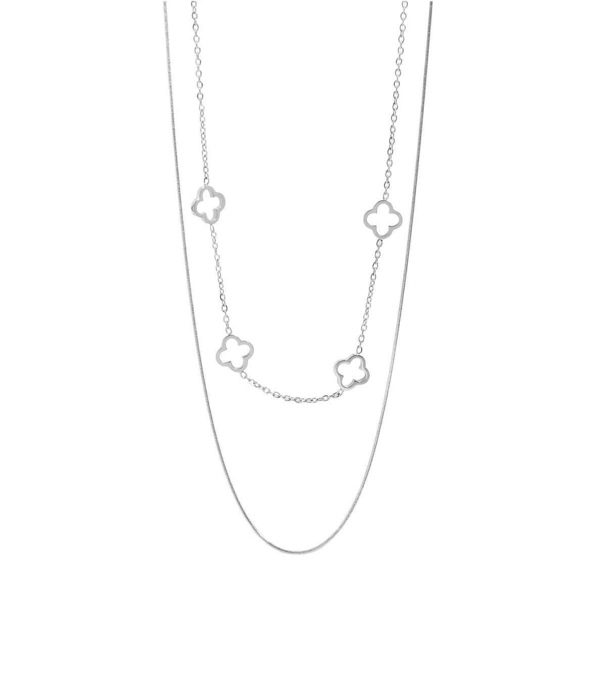 Layered Clover Charm Necklace